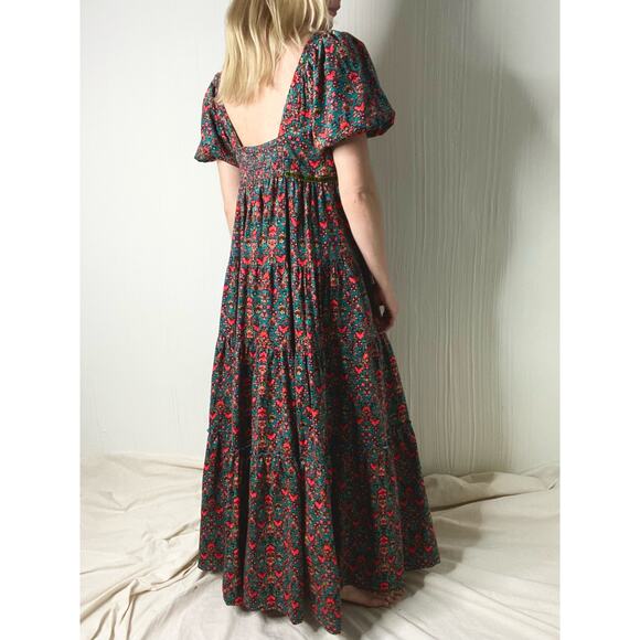 FREE PEOPLE "Ashley" Cordorouy Babydoll Puff Sleeve Maxi Dress US SMALL - Picture 12 of 16